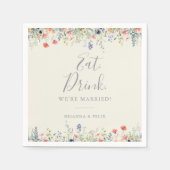 Wildflower eet Drink We zijn getrouwd bruiloft Servet (Voorkant)