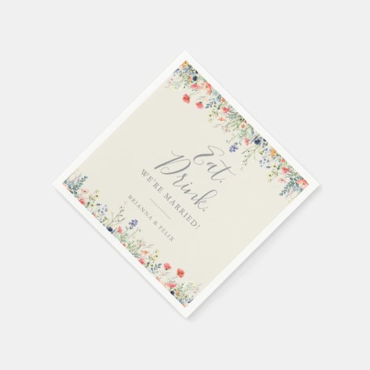 Wildflower eet Drink We zijn getrouwd bruiloft Servet (Hoek)