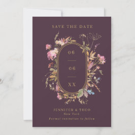 Wildflower Eggplant & Gold Lijst Weddenfoto Save The Date