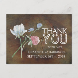 Wildflower eiken hout bruiloft dank u briefkaart