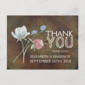 Wildflower eiken hout bruiloft dank u briefkaart (Voorkant)