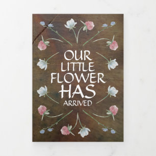 Wildflower eikenhout, 3 foto collage Baby geboorte Drieluik Aankondiging