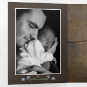 Wildflower eikenhout, 3 foto collage Baby geboorte Drieluik Aankondiging (Binnenzijde eerst)