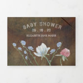 Wildflower Eikenhout, Baby shower Suite Drieluik Uitnodiging (Cover)