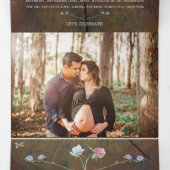 Wildflower Eikenhout, Baby shower Suite Drieluik Uitnodiging (Binnenkant midden)