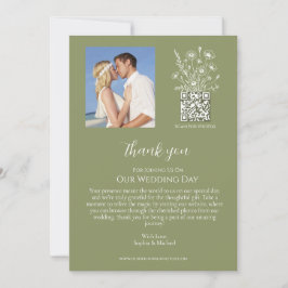 Wildflower Elegance-bruiloft dank u- Kaart
