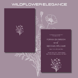 Wildflower Elegance Bruiloft Paarse thema- Kaart