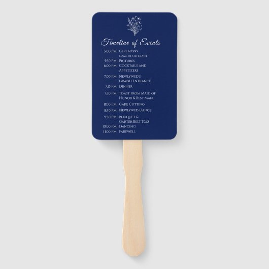 Wildflower Elegance-bruiloft programma Handwaaier (Achterkant)