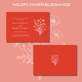 Wildflower Elegance Bruiloft Rood Sinaasappel Uitn Kaart