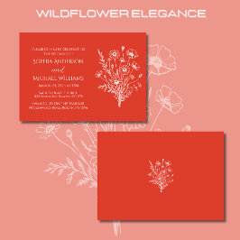 Wildflower Elegance-bruiloft Rood Sinaasappel Uitn Kaart
