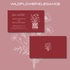 Wildflower Elegance Bruiloft-Save de datum- Visitekaartje