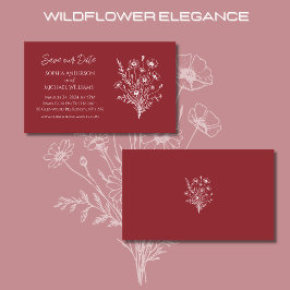 Wildflower Elegance Bruiloft-Save de datum- Visitekaartje