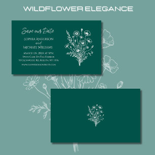 Wildflower Elegance Bruiloft-Save de datum- Visitekaartje