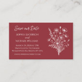 Wildflower Elegance Bruiloft-Save de datum- Visitekaartje (Voorkant)
