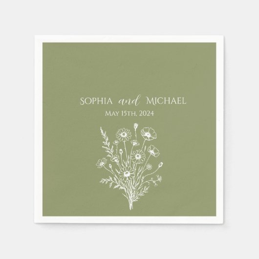 Wildflower Elegance-bruiloft- Servetten (Voorkant)