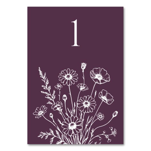 Wildflower Elegance-bruiloft tafel Kaart (Voorkant)