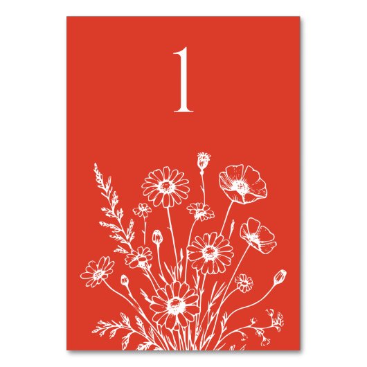 Wildflower Elegance-bruiloft tafel Kaart (Voorkant)