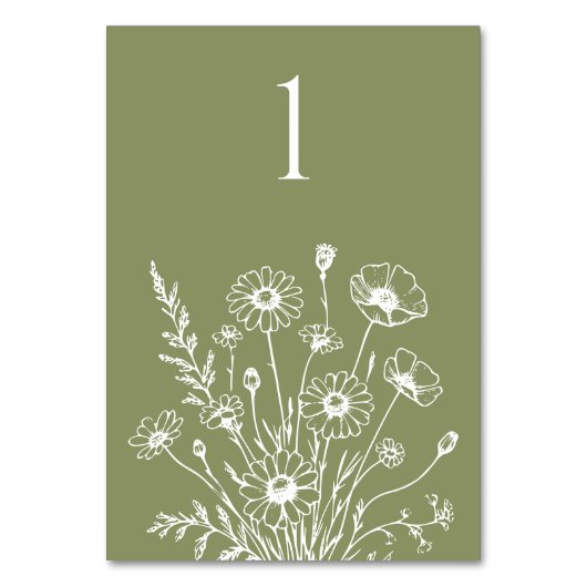 Wildflower Elegance-bruiloft tafel Kaart (Voorkant)