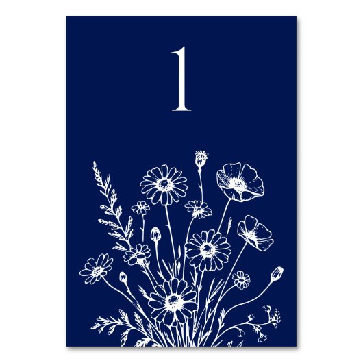 Wildflower Elegance-bruiloft tafel Kaart (Voorkant)