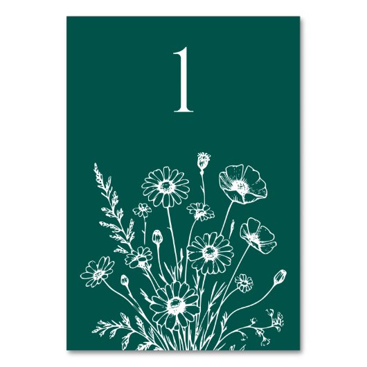 Wildflower Elegance-bruiloft tafel Kaart (Voorkant)