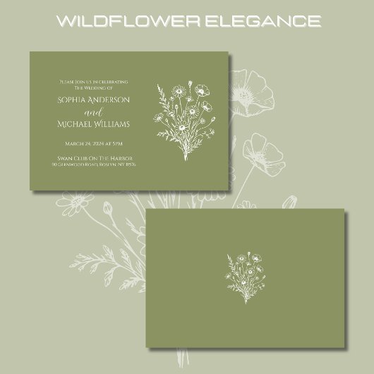Wildflower Elegance Bruiloft Thema Uitnodiging