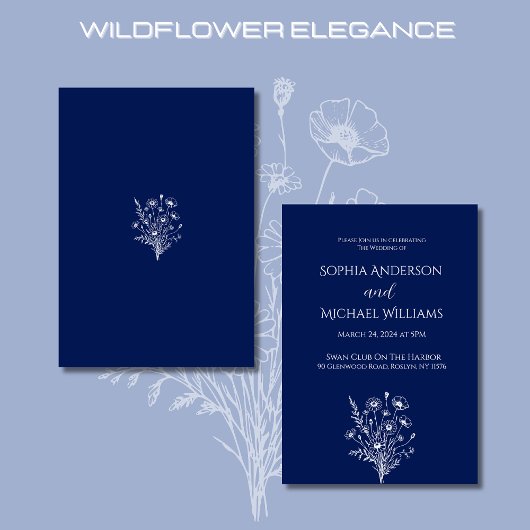 Wildflower Elegance Bruiloft Thema Uitnodiging