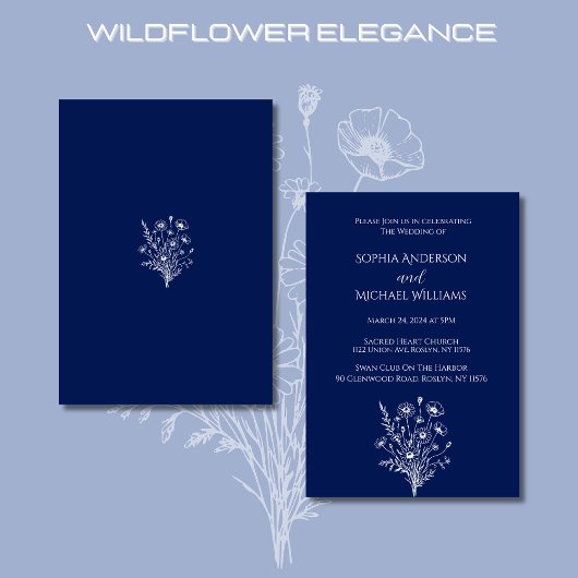 Wildflower Elegance Bruiloft Thema Uitnodiging