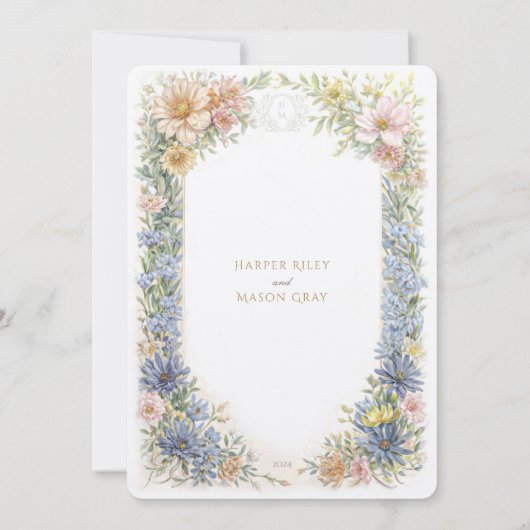  Wildflower Elegance bruiloft uitnodiging (Achterkant)
