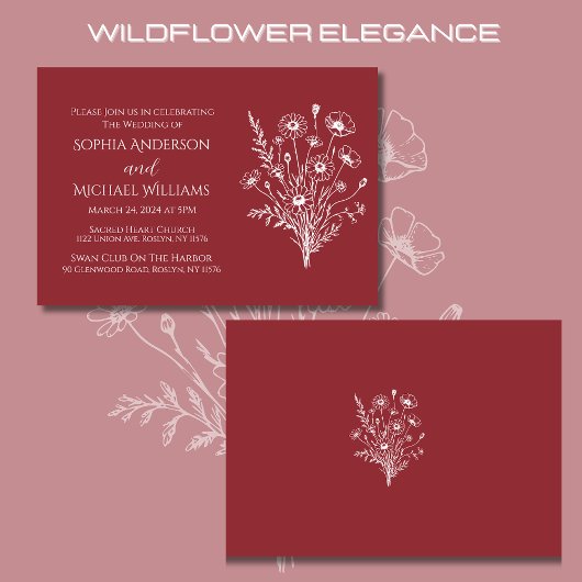 Wildflower Elegance-bruiloft uitnodiging