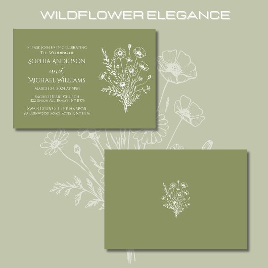Wildflower Elegance-bruiloft uitnodiging