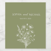 Wildflower Elegance-bruiloft Wijn Etiket (Enkel label)