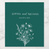 Wildflower Elegance-bruiloft Wijn Etiket (Enkel label)