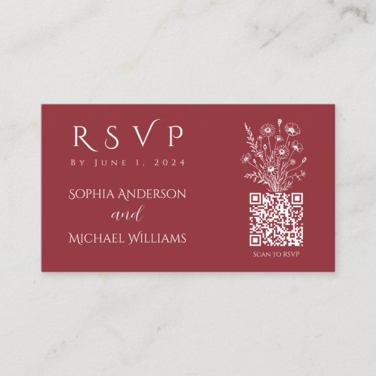 Wildflower Elegance-RSVP-QR-code Visitekaartje (Voorkant)