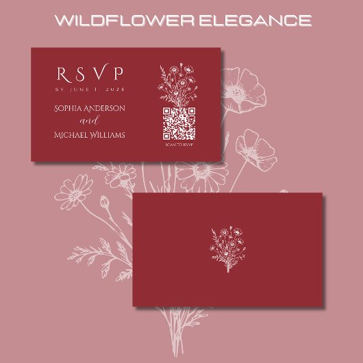 Wildflower Elegance-RSVP-QR-code Visitekaartje