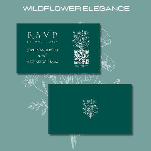 Wildflower Elegance-RSVP-QR-code Visitekaartje