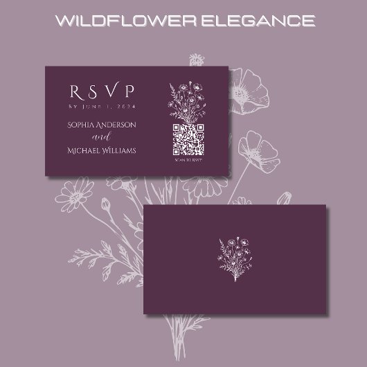 Wildflower Elegance-RSVP-QR-code Visitekaartje