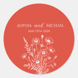 Wildflower Elegance Trouwstickers Ronde Sticker