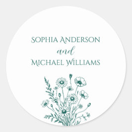 Wildflower Elegance- Trouwstickers Ronde Sticker