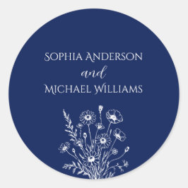 Wildflower Elegance- Trouwstickers Ronde Sticker