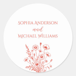 Wildflower Elegance- Trouwstickers Ronde Sticker