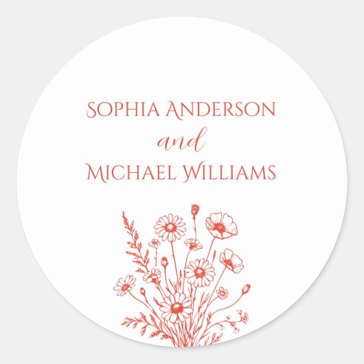 Wildflower Elegance- Trouwstickers Ronde Sticker (Voorkant)