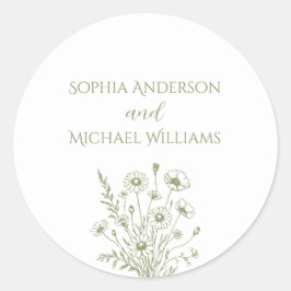 Wildflower Elegance- Trouwstickers Ronde Sticker