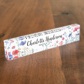 Wildflower Elegant Aangepaste Naam Bord Bezetting Naambordje (Zijkant)