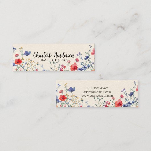 Wildflower Elegant afstuderen aangepaste naamkaart Contactkaartje (Voorkant / Achterkant)