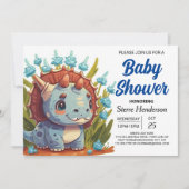 Wildflower Elegant Boho Dinosaur Boy Baby shower Kaart (Voorkant)