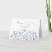 Wildflower Elegant Boho Dusty Blue Wedding Bedankkaart (Voorkant)