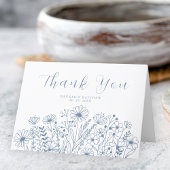 Wildflower Elegant Boho Dusty Blue Wedding Bedankkaart