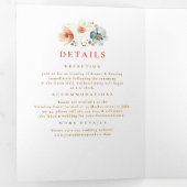 Wildflower Elegant Boho Fall Trouwfoto Drieluik Uitnodiging (Binnenzijde eerst)