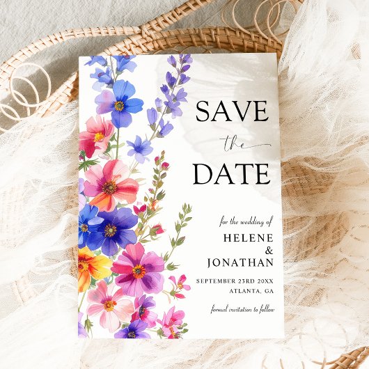 Wildflower Elegant Boho Rustic Garden Wedding Save The Date