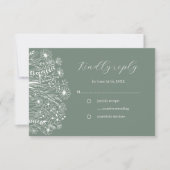 Wildflower Elegant Boho Sage Green Wedding RSVP (Voorkant)